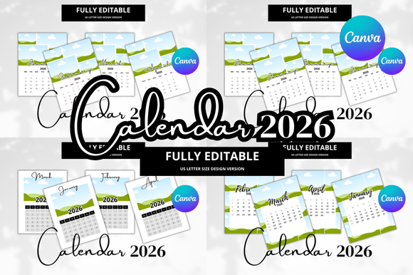 2026 Calendar Photo Editable Bundle: Your Design, Your Way