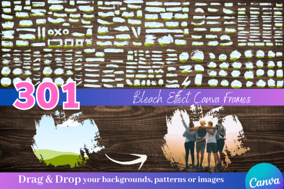 301 Bleach | Brush Effect Canva Frames for Creative Design