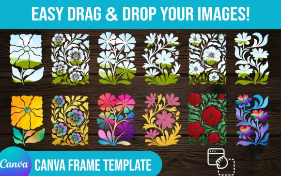 Abstract Flower Canva Frame Bundle: Creative Design Made Simple