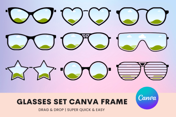 Effortless Branding: The Glasses Set Canva Frame Template