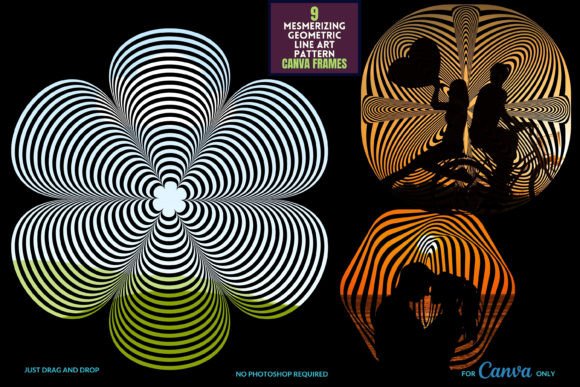Hypnotic Geometric Line Art Canva Frames