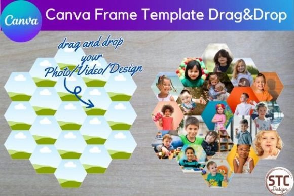 Modern Honeycomb Photo Collage Canva Frame for Dynamic Visuals