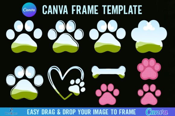 Paw Print Canva Frame Template Dog Bone: Creative Pet Branding