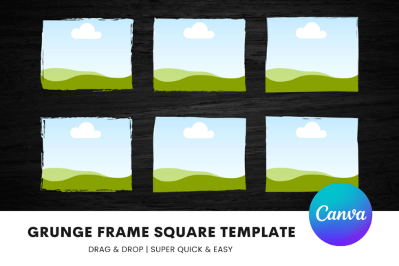 Set of Grunge Frame Square Template: Raw Textures for Authentic Design